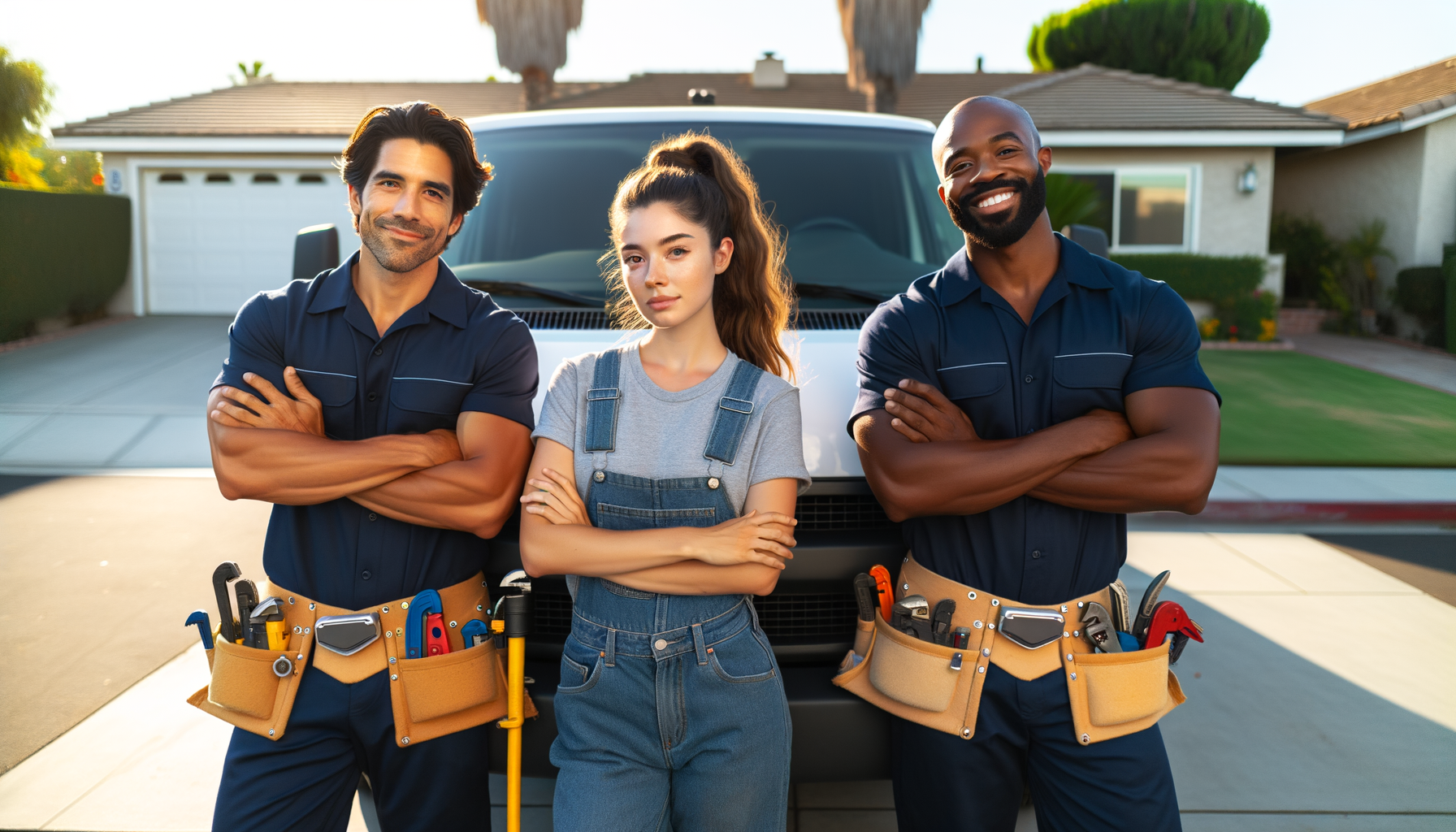 The RotoWorks Plumbing crew standing in front of their service van