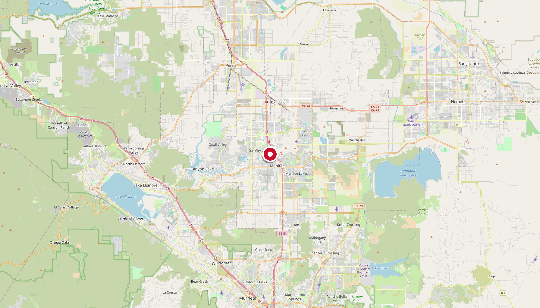 Map of Menifee, CA service area