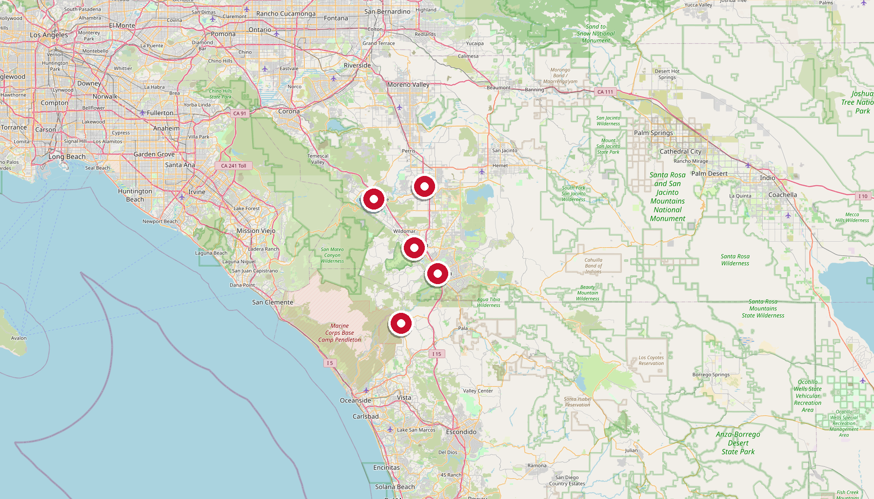 Map of RotoWorks Plumbing service areas