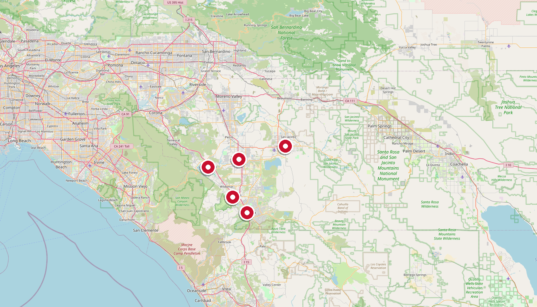 Map of Riverside County service area