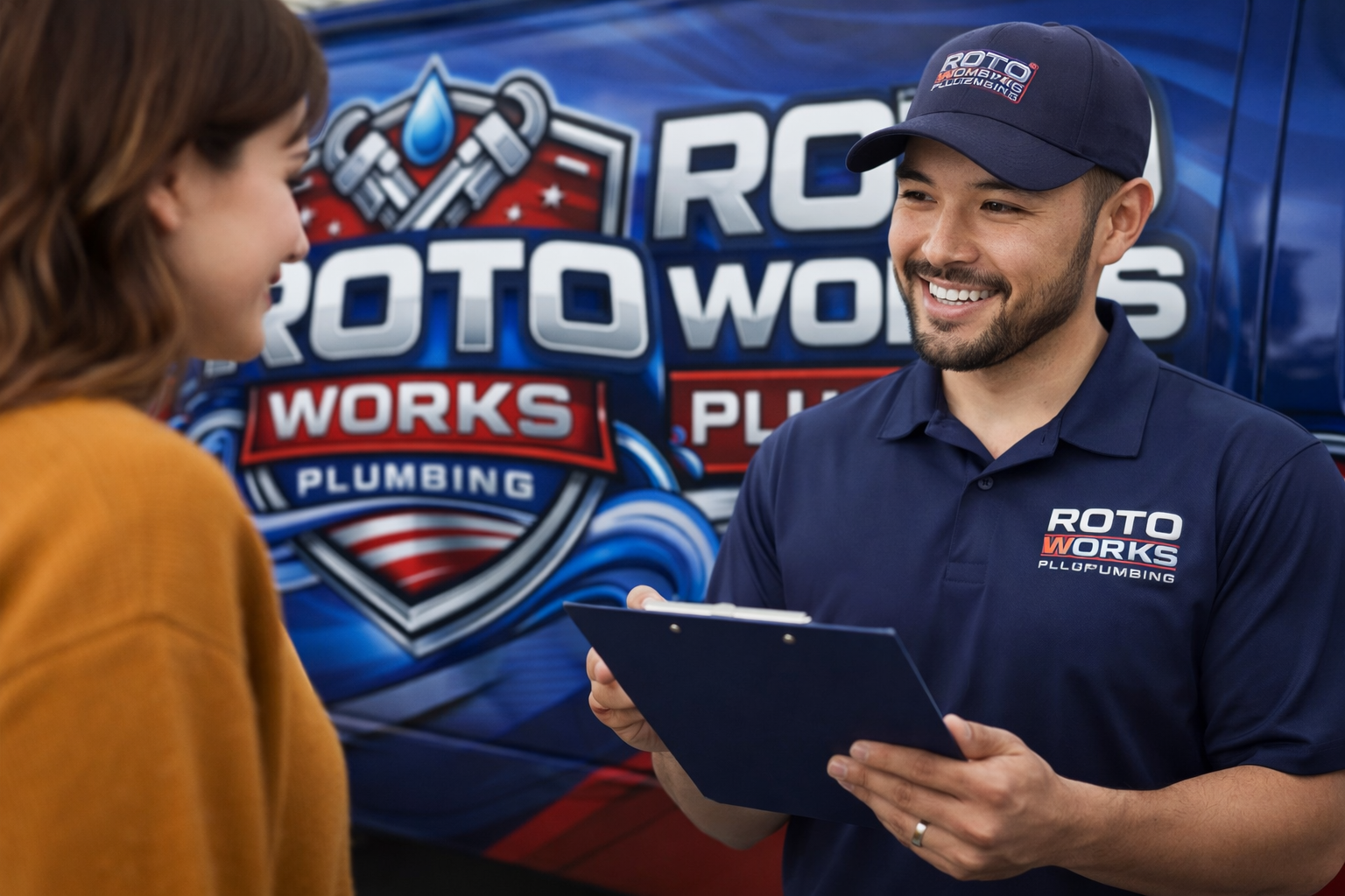 RotoWorks plumber greeting a customer