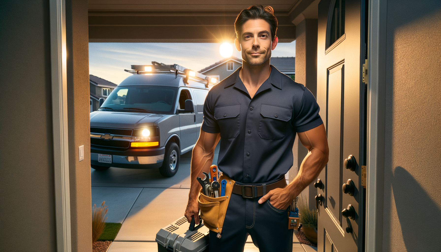 RotoWorks plumber arriving for an emergency service call