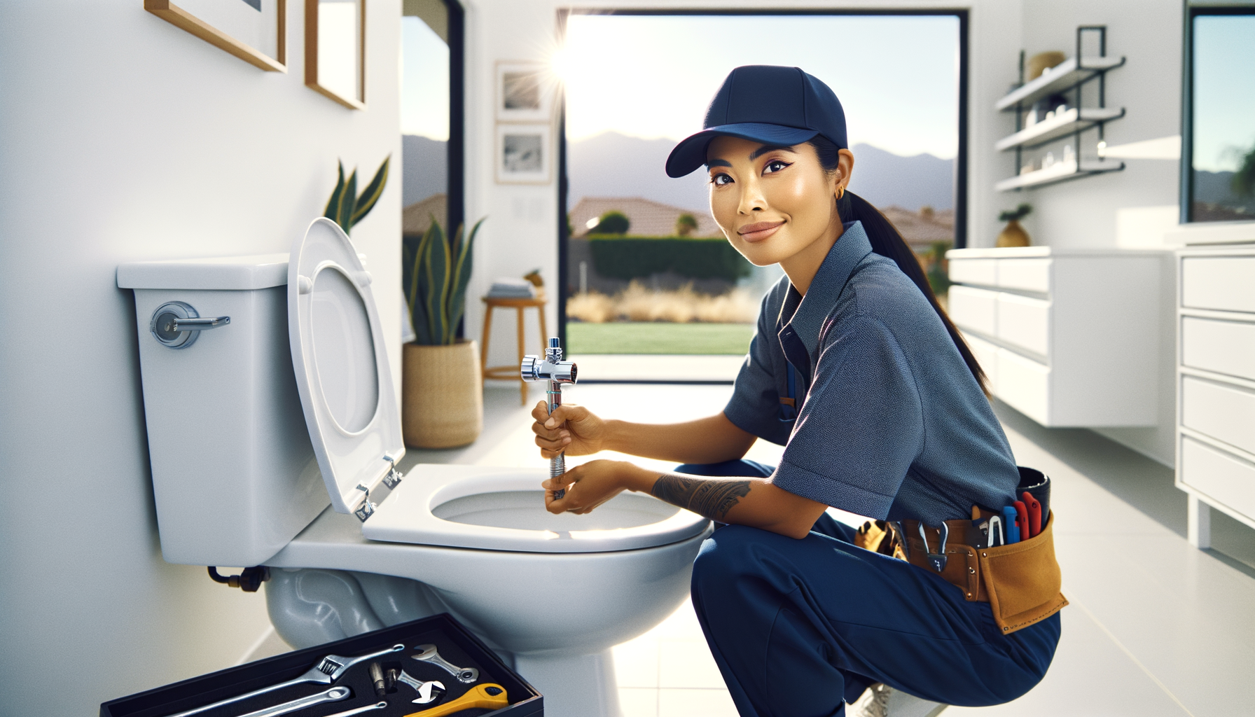 RotoWorks plumber repairing a toilet