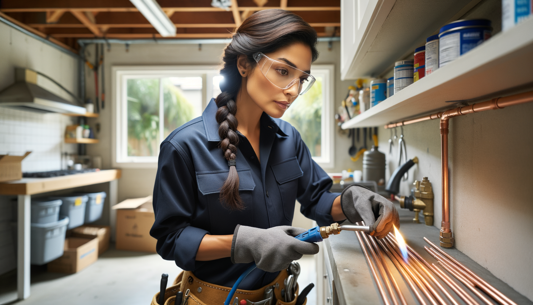 RotoWorks plumber soldering a copper water line